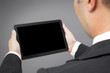business man reading tablet pc