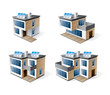 Isolated 3d vector icons of modern family houses.