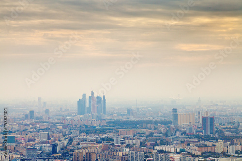 Photo: yellow smog autumn sunset under Moscow city yellow smog autumn sunset under Moscow city