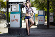 girl at gas station