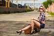 blonde girl hitchhiker