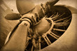 Old aircraft engine, vintage plane close up