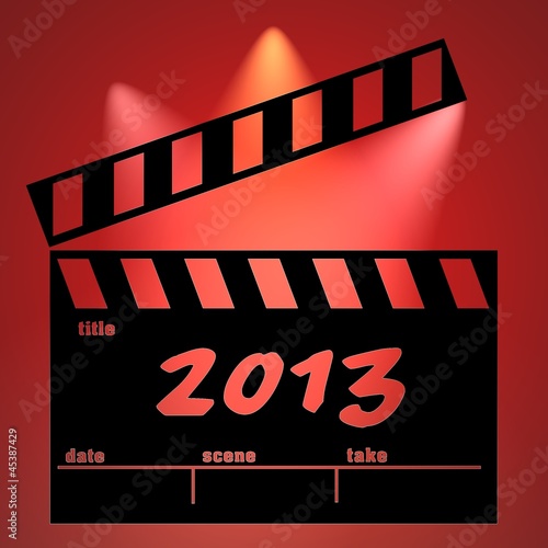 Illustration: Clapperboard cinema 2013 fondo rojo. Clapperboard cinema 2013 fondo rojo.