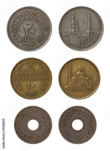 Photo: Egyptian Coins Isolated on White Egyptian Coins Isolated on White