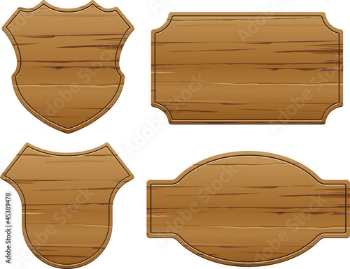 Vector: Vector set of 4 wooden signs Vector set of 4 wooden signs