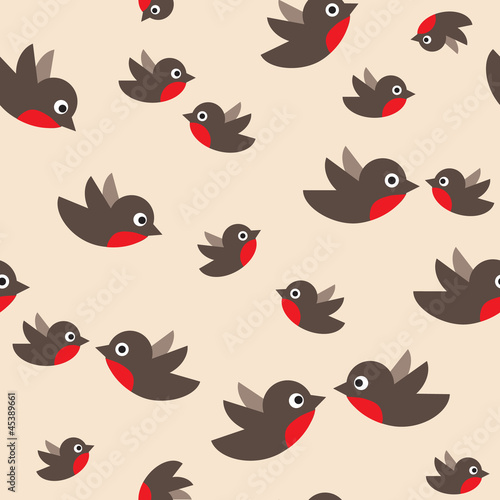 Illustration: robin seamless pattern. bullfinch in the sky robin seamless pattern. bullfinch in the sky
