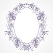 Vector vintage oval frame made of pansies