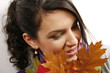 Beautiful woman with a leaf