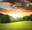 sunset over the national park Sumava in Czech Republic