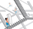 Businessman lost in the bureaucracy maze