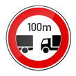 Verbotsschild RAL 3001 signalrot - LKW Abstand 100m