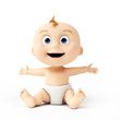 3d rendered illustration of a cute baby