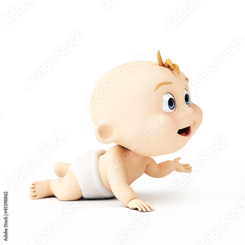 Illustration: 3d rendered illustration of a cute baby 3d rendered illustration of a cute baby