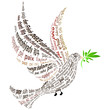 Brown Dove with the word "peace" in all languages