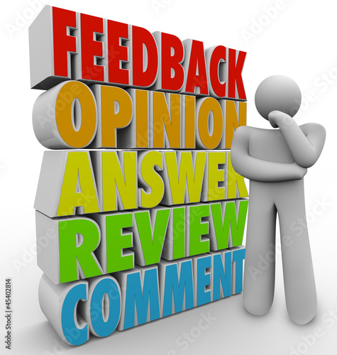 Illustration: Thinking Person Feedback Comment Review Answer Opinion Thinking Person Feedback Comment Review Answer Opinion