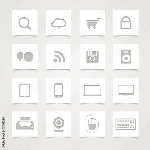 Vector: Modern Social media icons on paper buttons Modern Social media icons on paper buttons