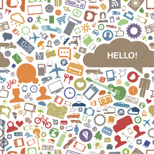 Vector: Different lifestyle stuff color seamless background Different lifestyle stuff color seamless background
