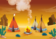 tent house and fire
