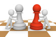 3d people pushing pawns