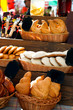 Assortment of baked buns on counter