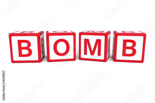 Illustration: Bomb on cubes 3d render illustration Bomb on cubes 3d render illustration