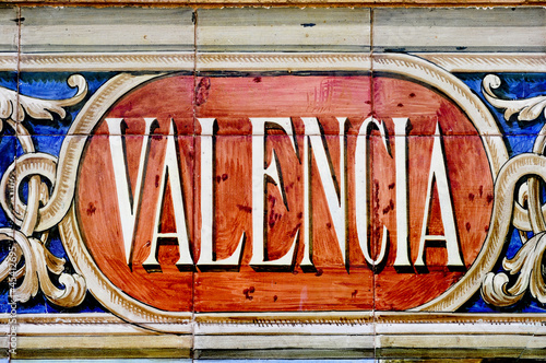 Photo: Valencia sign in mosaic tiles Valencia sign in mosaic tiles