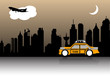 Vector: Taxi crossing the city Taxi crossing the city