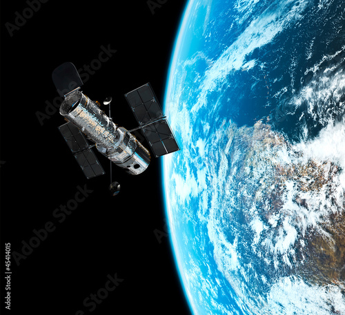 Photo: The Hubble telescope's view of the Earth during orbit The Hubble telescope's view of the Earth during orbit