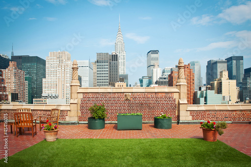 Photo: New York City terrace over Manhattan skyline view New York City terrace over Manhattan skyline view