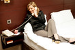 Photo: Relaxed woman confirming the meal ordered Relaxed woman confirming the meal ordered