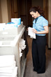 Housekeeping executive folding the hand towel