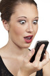 Photo: teen model talking into cell phone teen model talking into cell phone