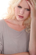 blond woman upset