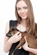 Photo: Junge Frau mit kleinem Schaf Junge Frau mit kleinem Schaf