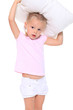 Photo: little girl with a pillow on her head little girl with a pillow on her head