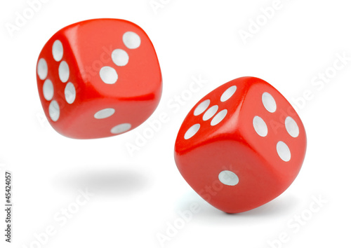 Illustration: Two rolling red dice Two rolling red dice