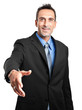 Businessman handshake isolated on white