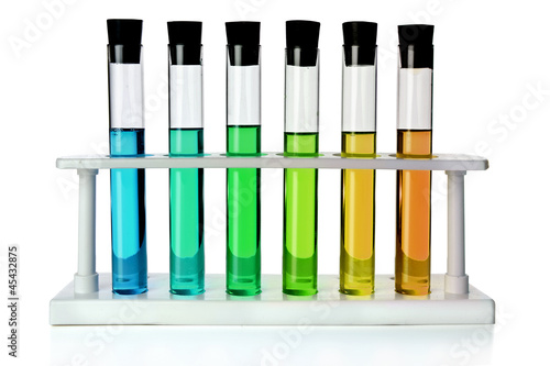 Photo: Colored Liquids in Six Test Tubes Colored Liquids in Six Test Tubes