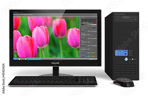 Photo: Desktop computer with photo editing software Desktop computer with photo editing software