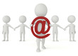 3d humanoid character with a mail sign