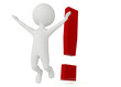 3d humanoid character with a exclamation mark