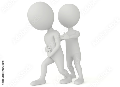 Illustration: 3d humanoid character with stomachache 3d humanoid character with stomachache