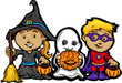 Cute Halloween Kids In Trick or Treat Costumes Cartoon Vector Il