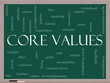 Core Values Word Cloud Concept on a Blackboard