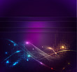 Abstract glowing lines of light with rainbow colors background.