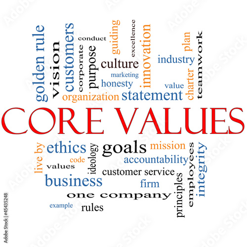 Illustration: Core Values Word Cloud Concept Core Values Word Cloud Concept