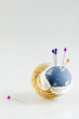 pincushion in shell with pins isolated vertical