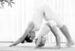Mother and daughter doind exercise
