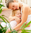 Mother and daughter at home