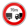 Verbotsschild RAL 3001 signalrot - LKW Abstand 70m